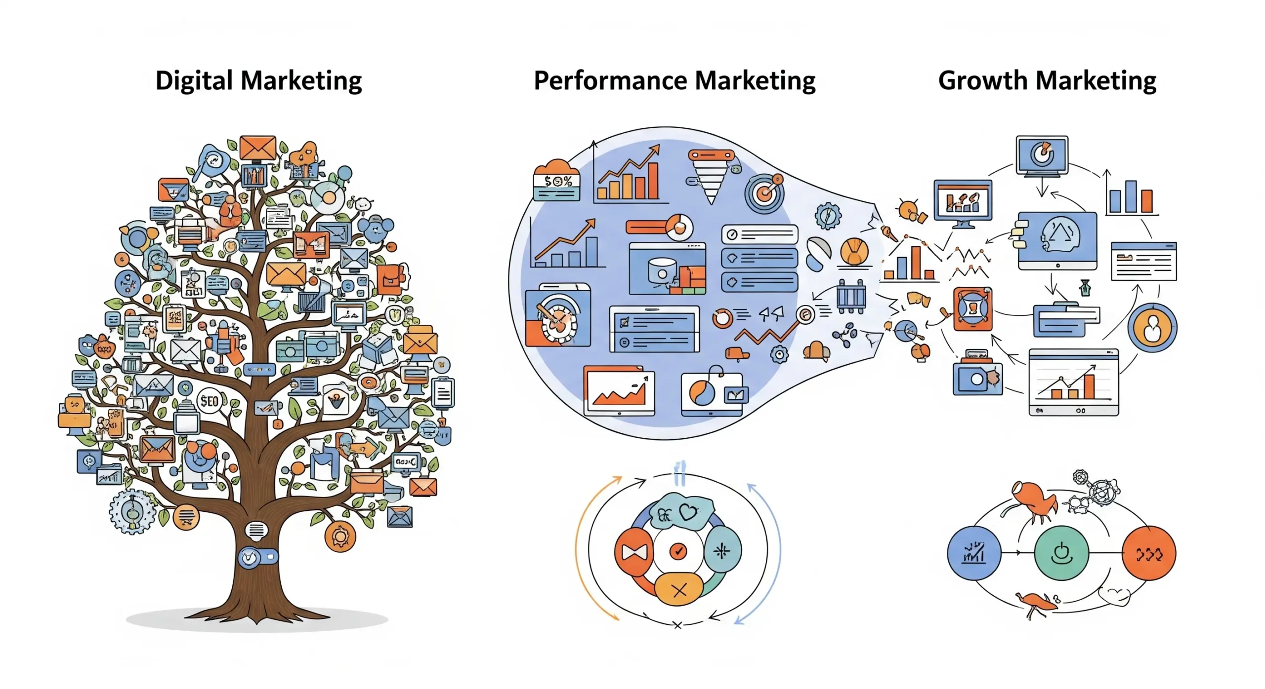 Digital Marketing vs. Performance Marketing vs. Growth Marketing: How To Choose Your Marketing Strategy